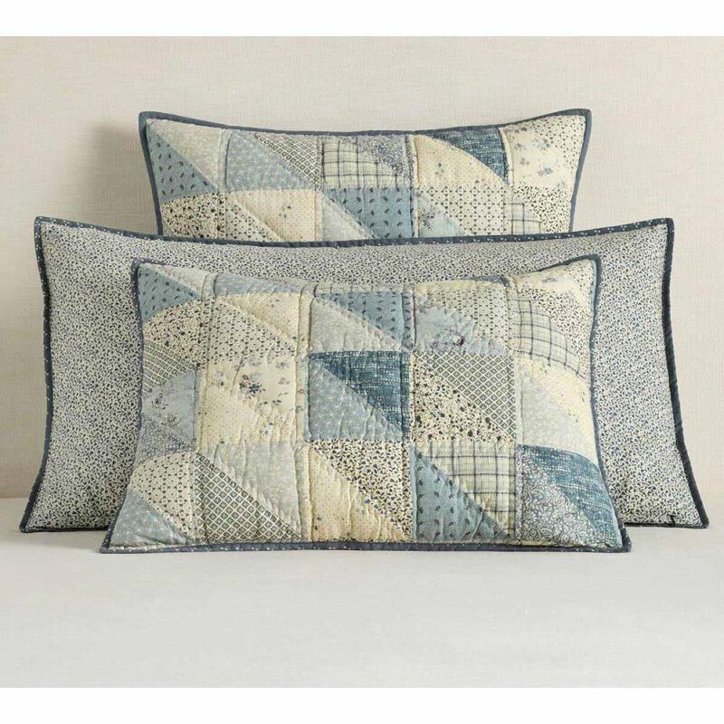 Pottery Barn Ellis Reversible Quilt Shams Euro Blue Multi image number 2
